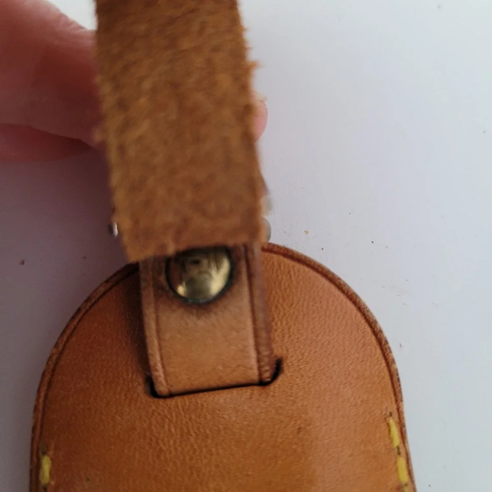Louis Vuitton Vachetta Leather Luggage Tag Tan Made in France Authentic Travel